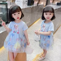 Nouvelles filles vêtements été manches volantes enfants robe fête bébé robes pour enfants vêtements congelés Elsa princesse robes 2