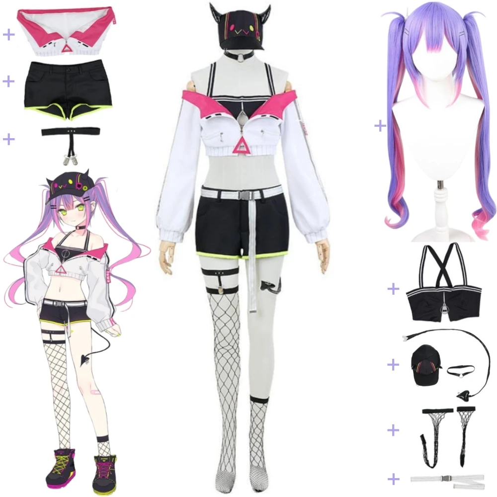 

YouTuber VTuber Hololive Tokoyami Towa TMT косплей костюм парик Аниме Сексуальная женщина униформа женский костюм