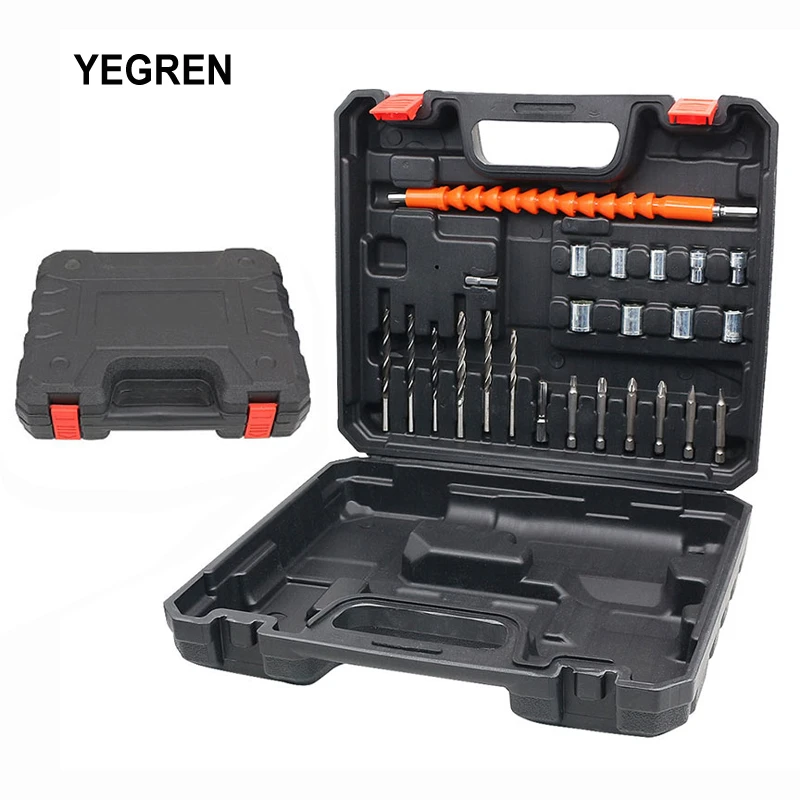 Caja herramientas de plástico duro para maletas, taladro eléctrico con brocas de Metal, accesorios para destornilladores, de Estuche de herramientas| - AliExpress