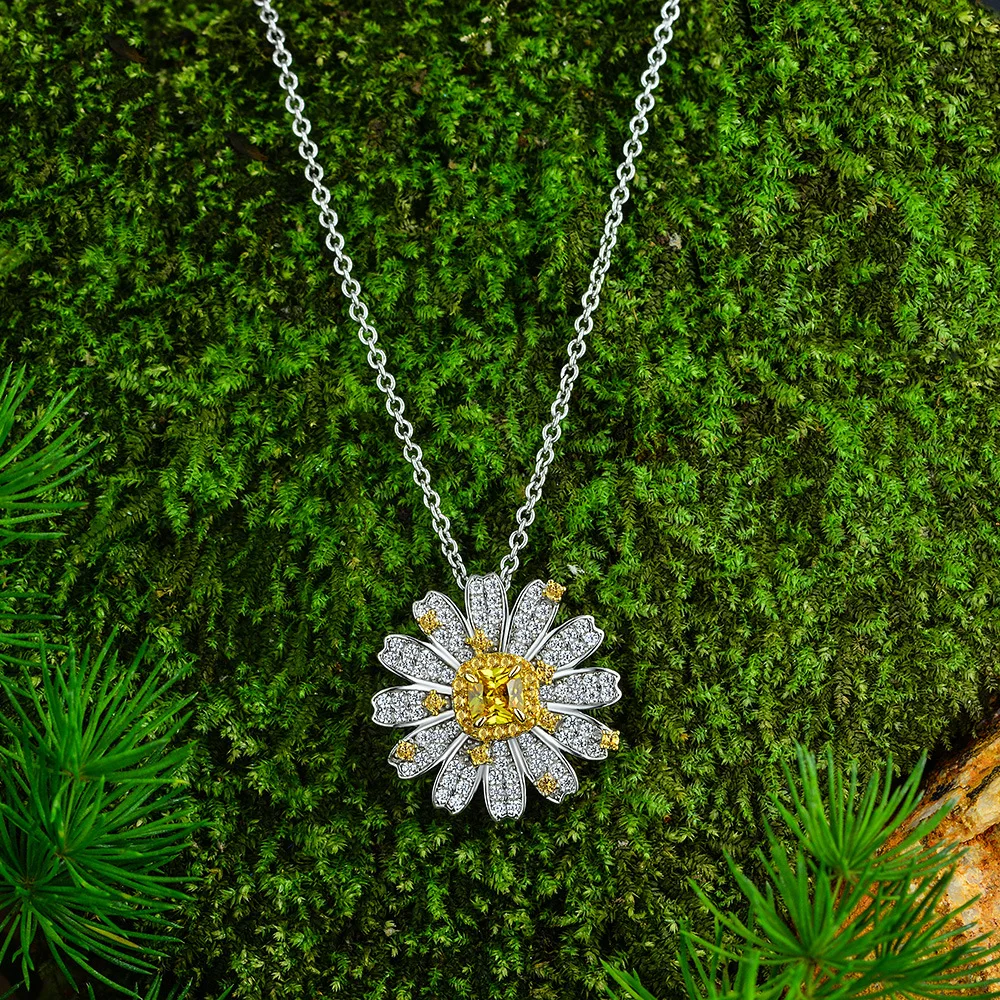 2021 new s925 sterling silver necklace jewelry female fashion trend flower small daisy pendant