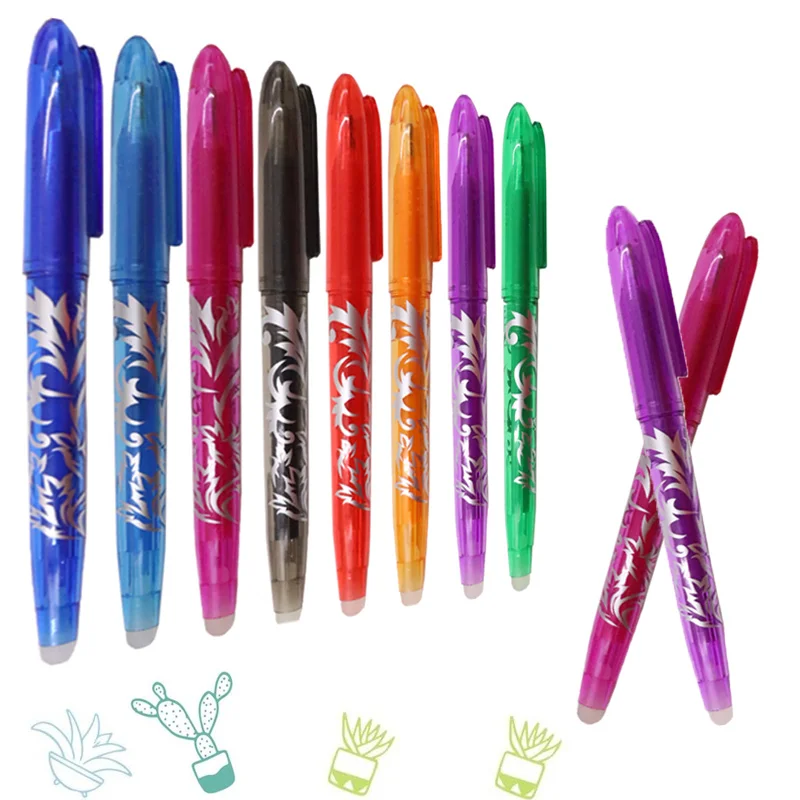 Erasable Gel Pen Refill 0.5mm Tip Painting Writing Drawing School Black Blue Red Pink Orange Green Purple Light Blue 8 COLOR 3