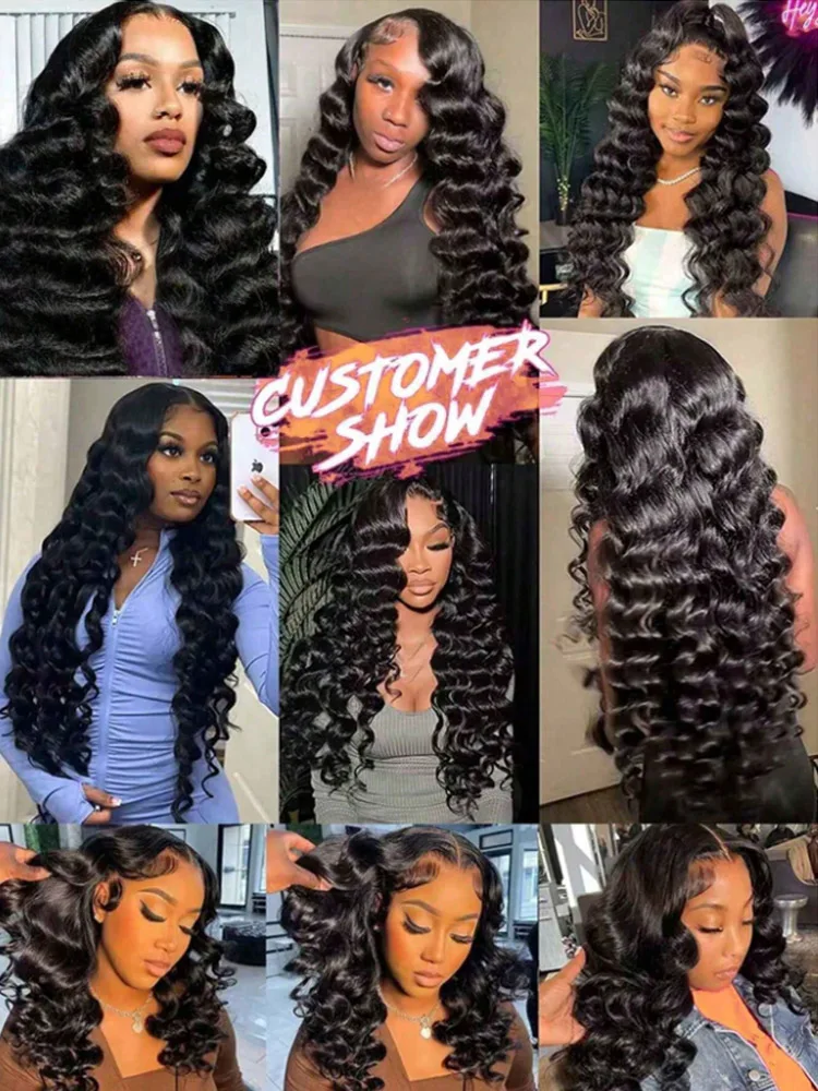 200% Density 42 Inch Glueless Human Wigs Ready To Go Deep Wave Frontal Wig 5x5 HD Lace Closure Curly Human Hair Wig Pre Plucked