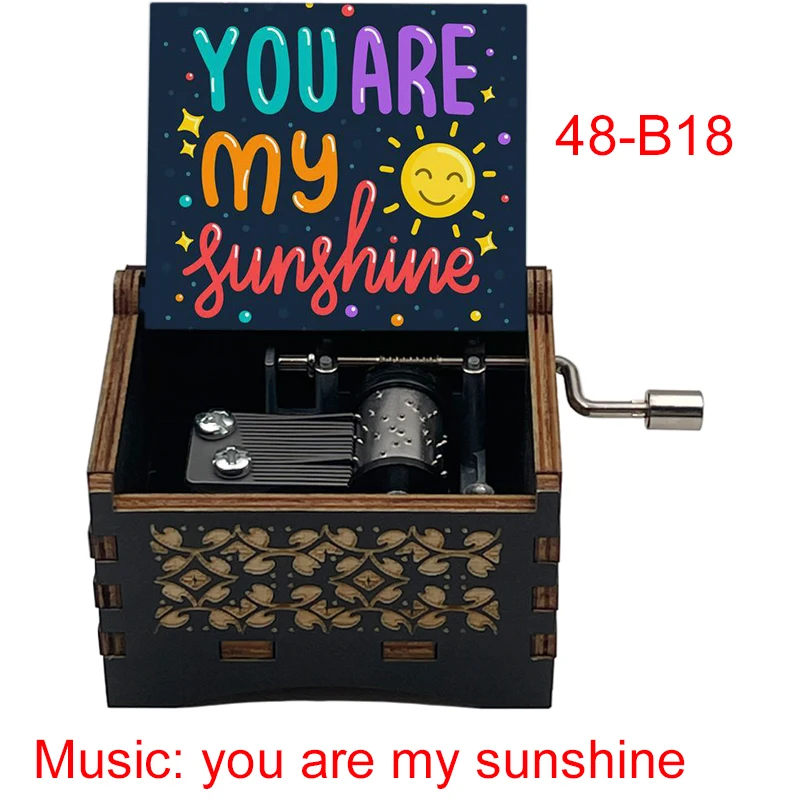 You Are My Sunshine Music Box Black Wooden New Design Friend Husband Wife Girlfriend Daughter Birthday Christmas Cute Gifts 4