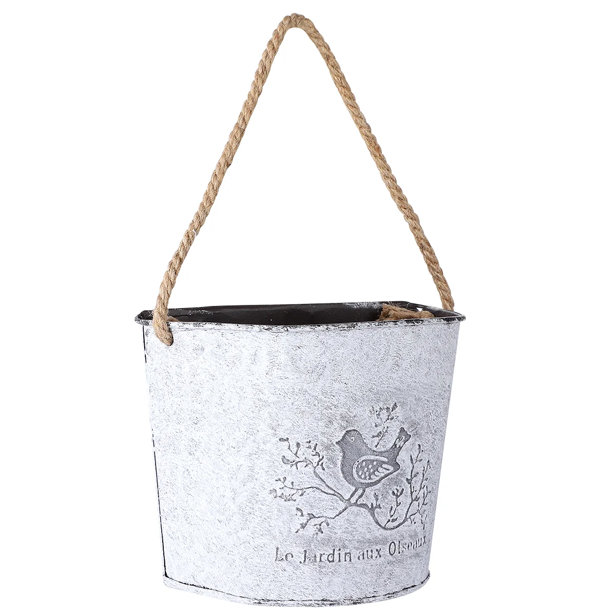 

Hanging Flower Pots Green Radish Pot Semi- circular Wall- mounted Tin Bucket Smudged Old Flower Container