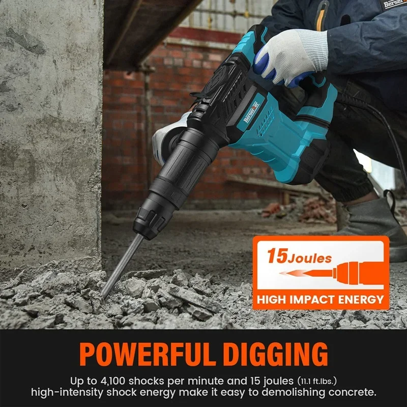 Berserker 1300W SDS-Plus Rotary Hammer Drill Corded Demolition Hammer for Concrete 4