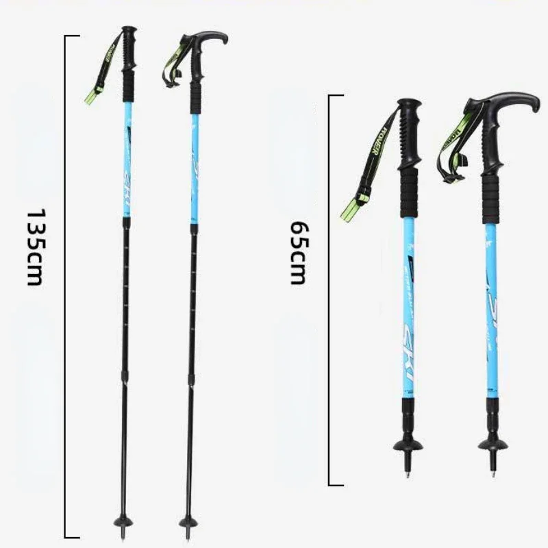 1PCS Ultralight Folding Multifunction Trekking Pole Portable Anti Shock Alpenstock Snow Walking Stick Outdoor Climbing Hiking 6