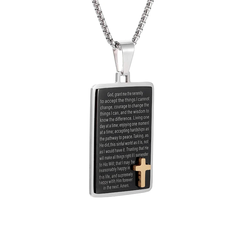 Chain Necklace Cross Necklace With Our Father Prayer Inside Cross