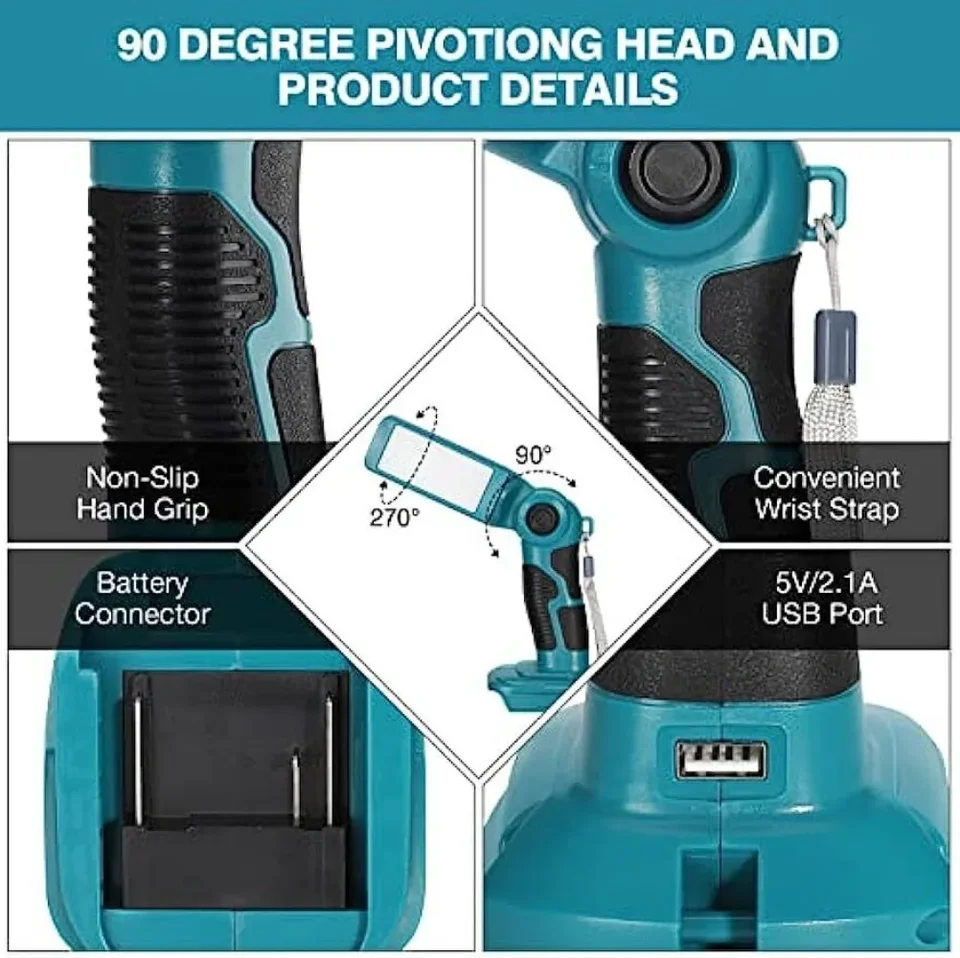 Abeden Led B&aelig;rbar Spot Til Makita Li-ion Batteri 1... - Grandado