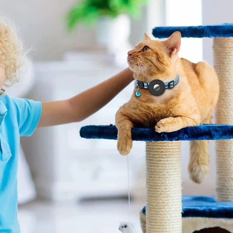 For Apple Airtags Cover Cat Collar Bell Ring Luminous Nylon Kitten Dog Collar for AirTag GPS Finder Anti Loss Tracker Device