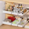 3pcs/set Pull out Cabinet Organizer 21" Deep Heavy Duty  Slide out Drawers for Kitchen Cabinets with Adhesive 1 Pack Adjustable 1