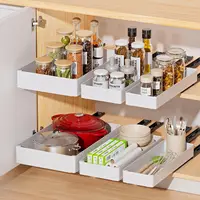 3pcs/set Pull out Cabinet Organizer 21" Deep Heavy Duty  Slide out Drawers for Kitchen Cabinets with Adhesive 1 Pack Adjustable 1
