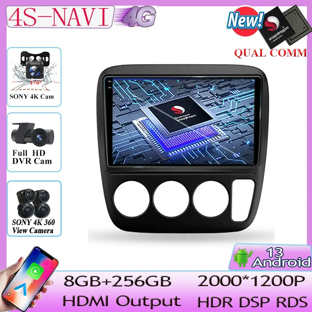 

Автомобильное радио, мультимедийный видеоплеер, навигация GPS No 2din DVD, Bluetooth, QLED, Qualcomm Android 13 для Honda CRV CR-V 1997-2001