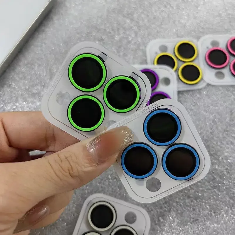 Luminous Pink Blue Green Camera Lens Protector - Glowing Lens Ring Glass Film Cap