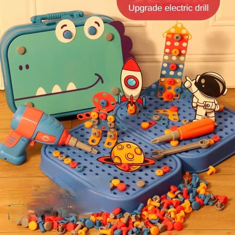 Children Toys Tool Set Electric Drill Screw Nut 3D Puzzle Toys Pretend Play Repair Tool Box Drilling Assembly Educational Toys 4