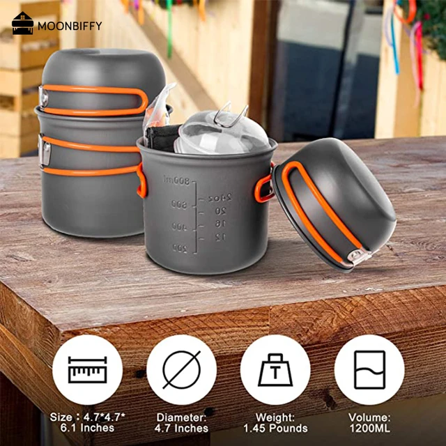 Set di pentole da campeggio fornello escursionismo all'aperto Picnic Set di  Backpacking da cucina antiaderente Kit di disordine per zaino in spalla Set  di pentole da Picnic - AliExpress