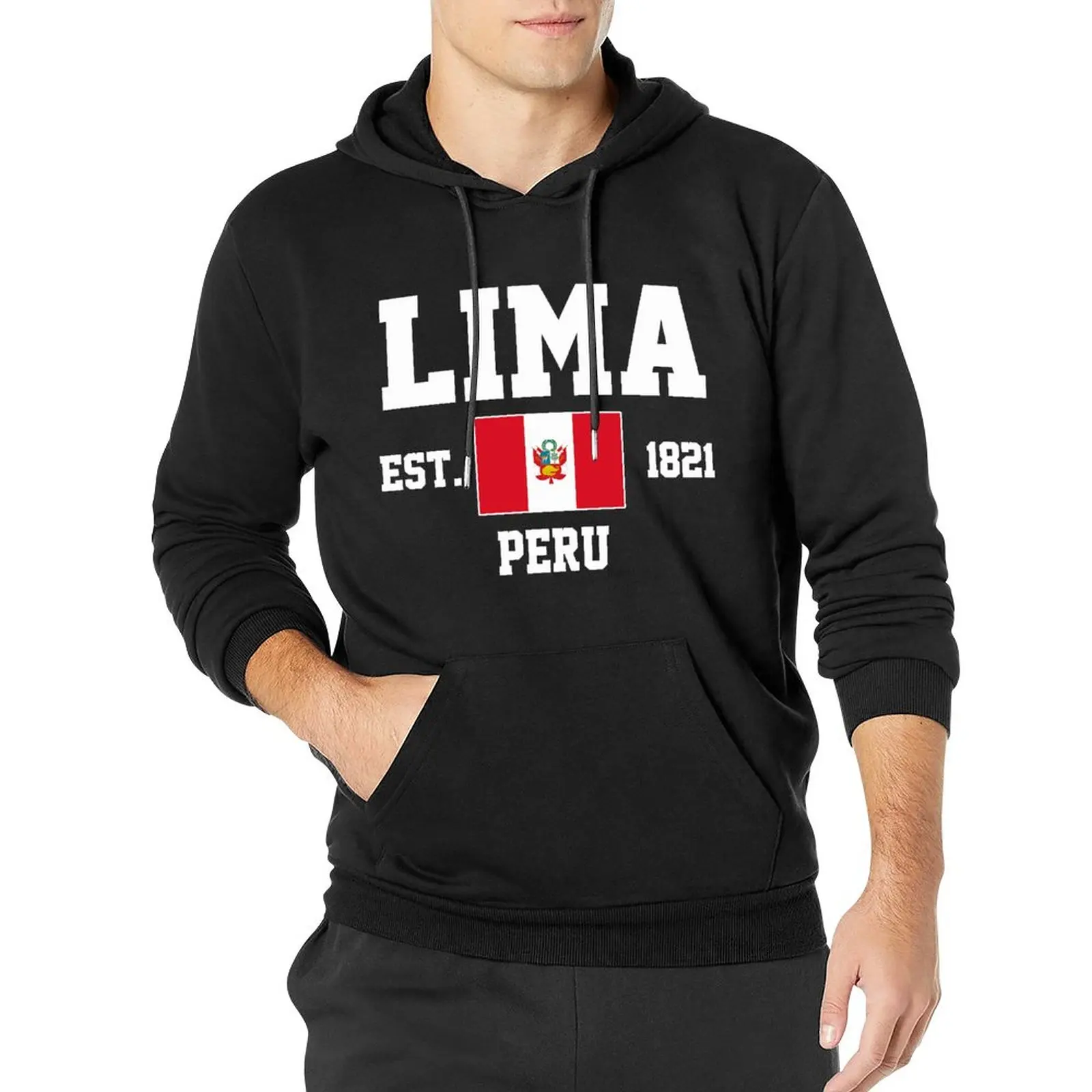 

Men Women Hoodies Peru EST.1821 Lima Capital Hoodie Pullover Hooded Hip Hop Sweatshirt Cotton Unisex