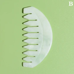 New Jade Meridian Ten-Tooth Gua Sha Massage Comb - Wide-Tooth Hair Care Tool (B)