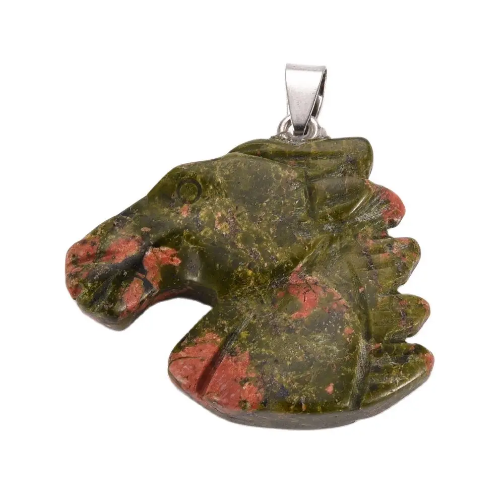 5pcs Natural & Synthetic Mixed Stone Horse Charms Pendants for DIY Handmade Jewelry Making Necklaces Bracelet Accessories