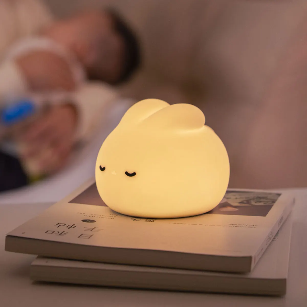 Night Light Bunny Touch Lights Cute Room Decor LED Dimming Atmosphere Rechargeable Baby Bedside Table Lamp for Kid Gift