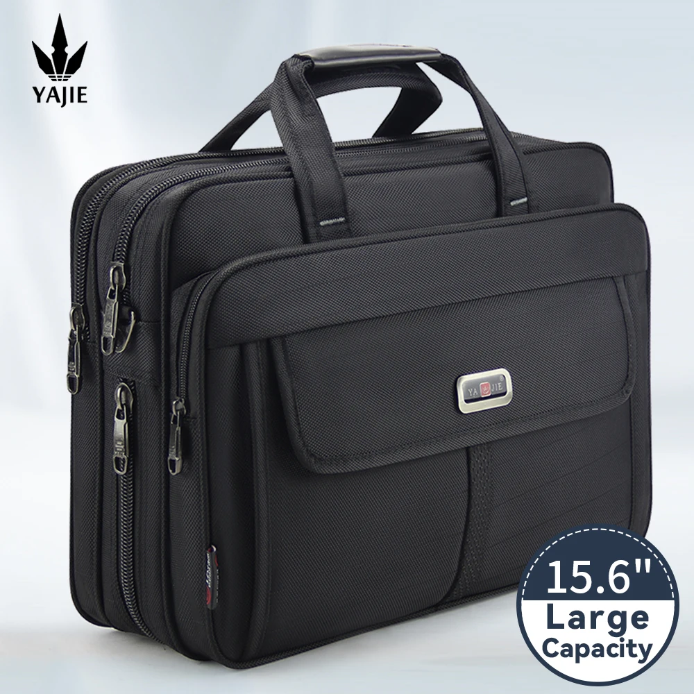 Business men's briefcase canvas waterproof large capacity 15.6 inch laptop bag work bag business bag official office bag 1