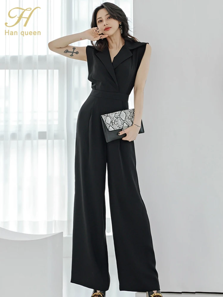 Chinese Style Long Jumpsuit Elegant Office Wear