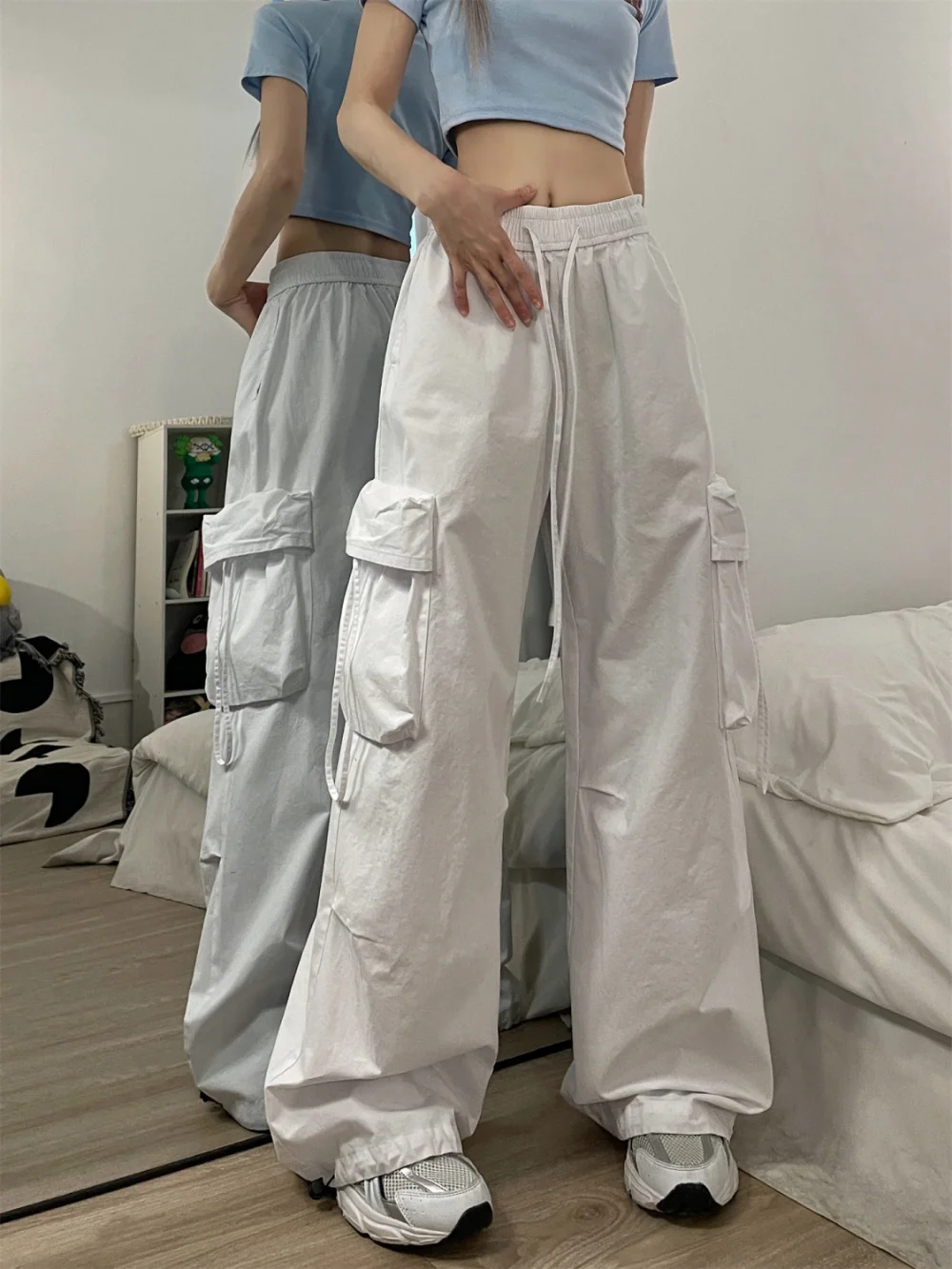 2022 New Oversized Pocket Streetwear Cargo Pants Casual Baggy Wide Leg  Sweatpants Women Retro Couples Hippie Joggers Trousers - AliExpress