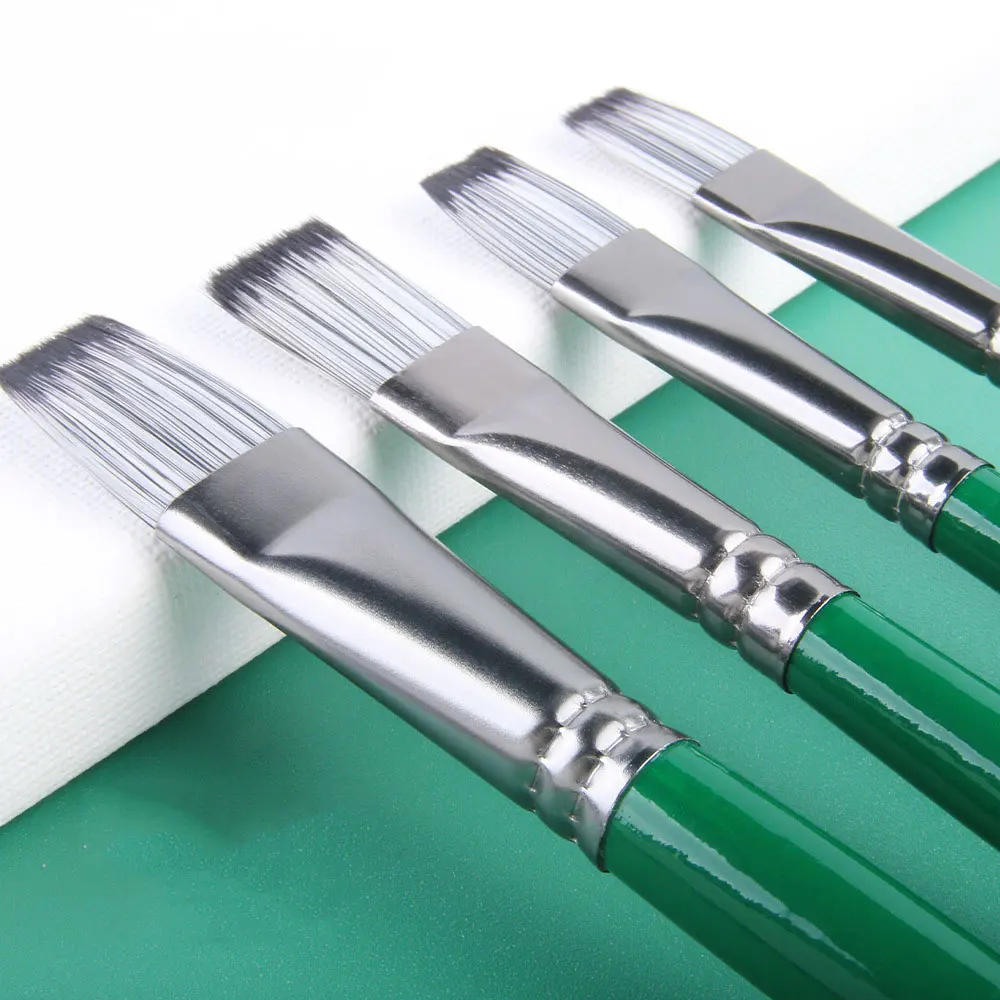 6pcs Professional Artist Paint Detail Tip Brushes, Anti-Shedding Nylon Bristles，Wooden Handles, for Acrylic, Oil & Watercolor 4
