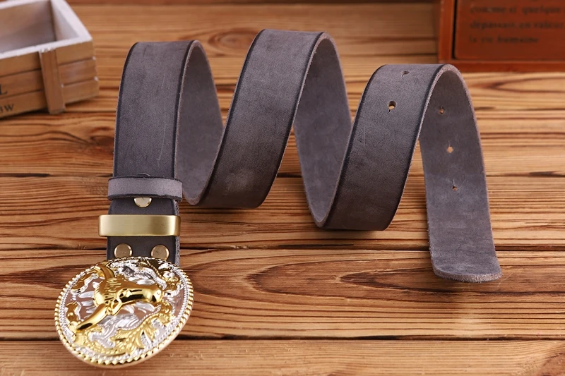 gold eagle big buckle full grain real leather 100% genuine leather hawk mens belts luxury high quality camel brown cowboys women