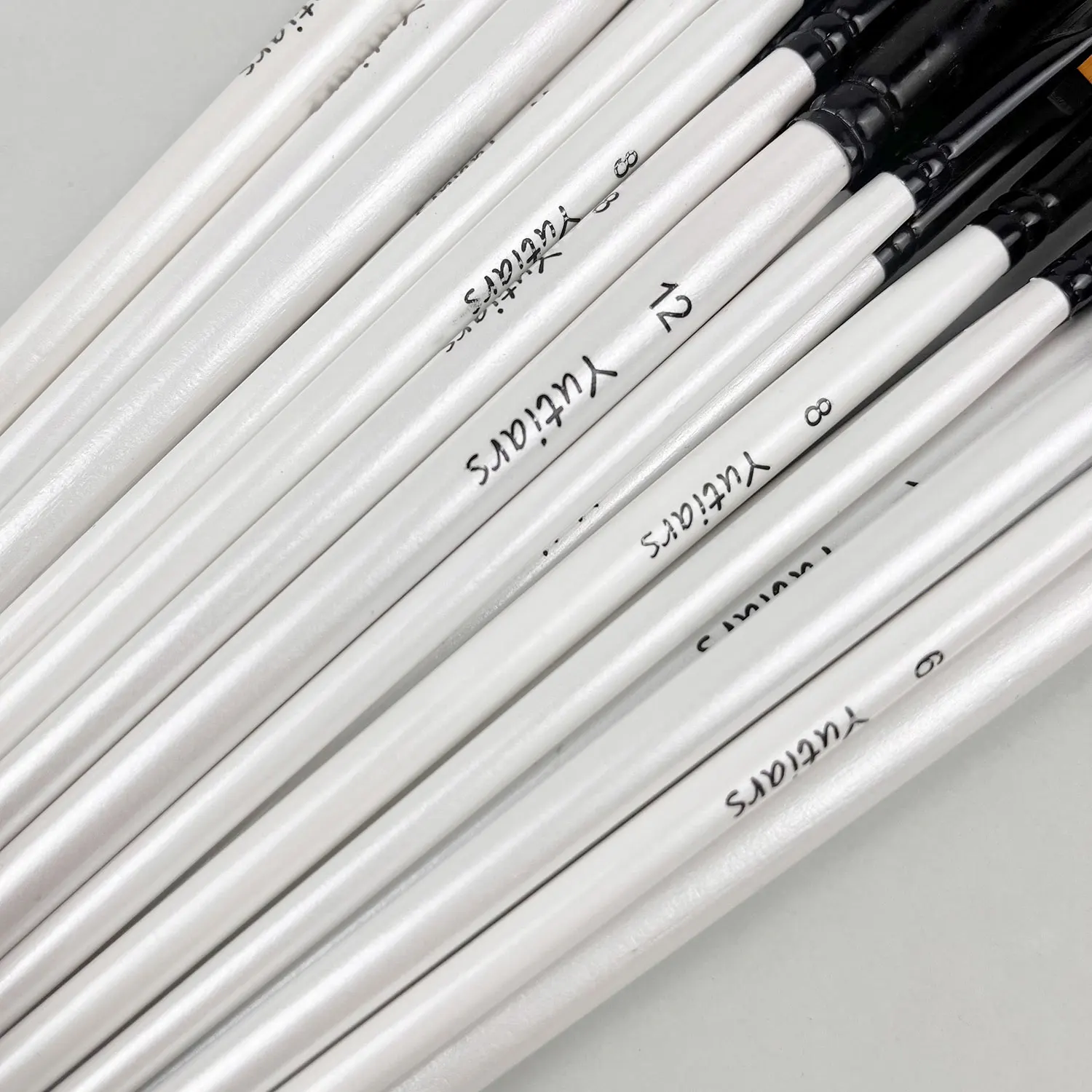 48/pack Artist Brushes, with High-quality Wooden White Handles and Nylon Bristles, Including Round, Flat, Filbert, and Angular 3