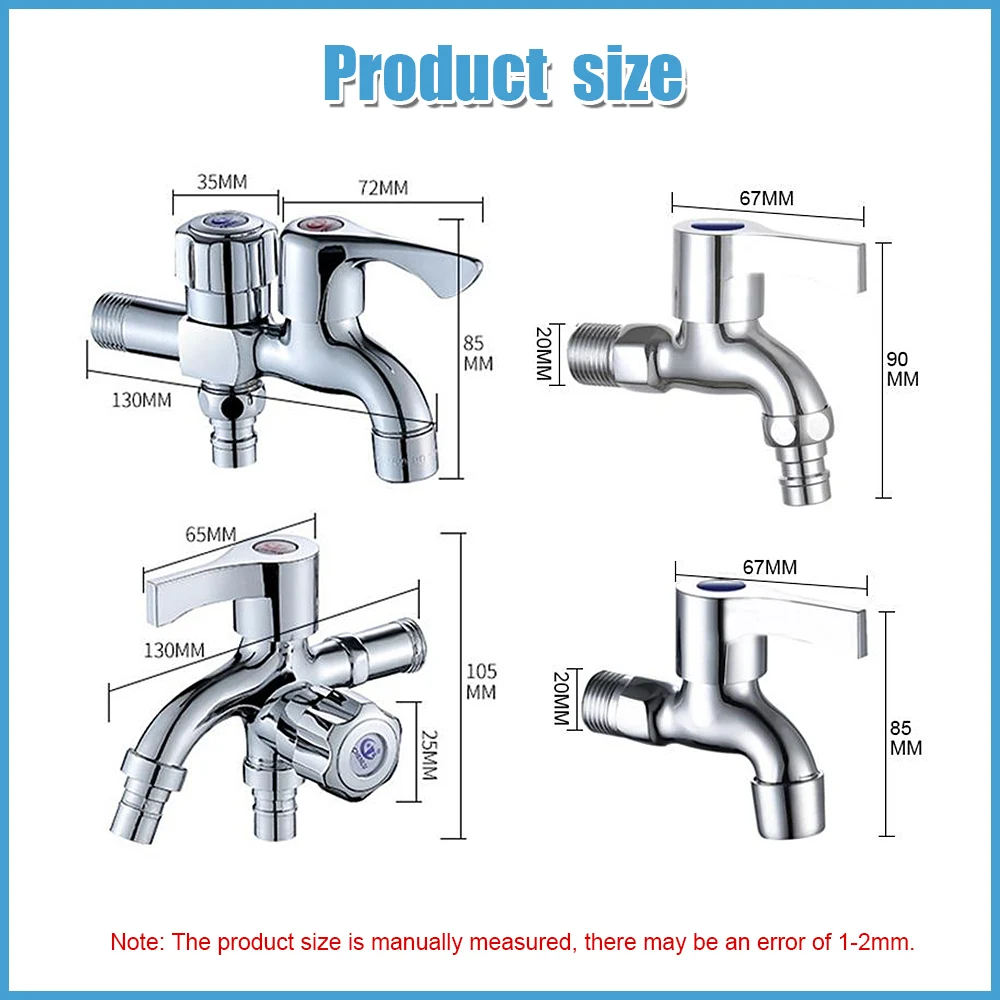 Bathroom Faucet Washing Machine Tap 4-point Interface Double Ended Brass Faucet
