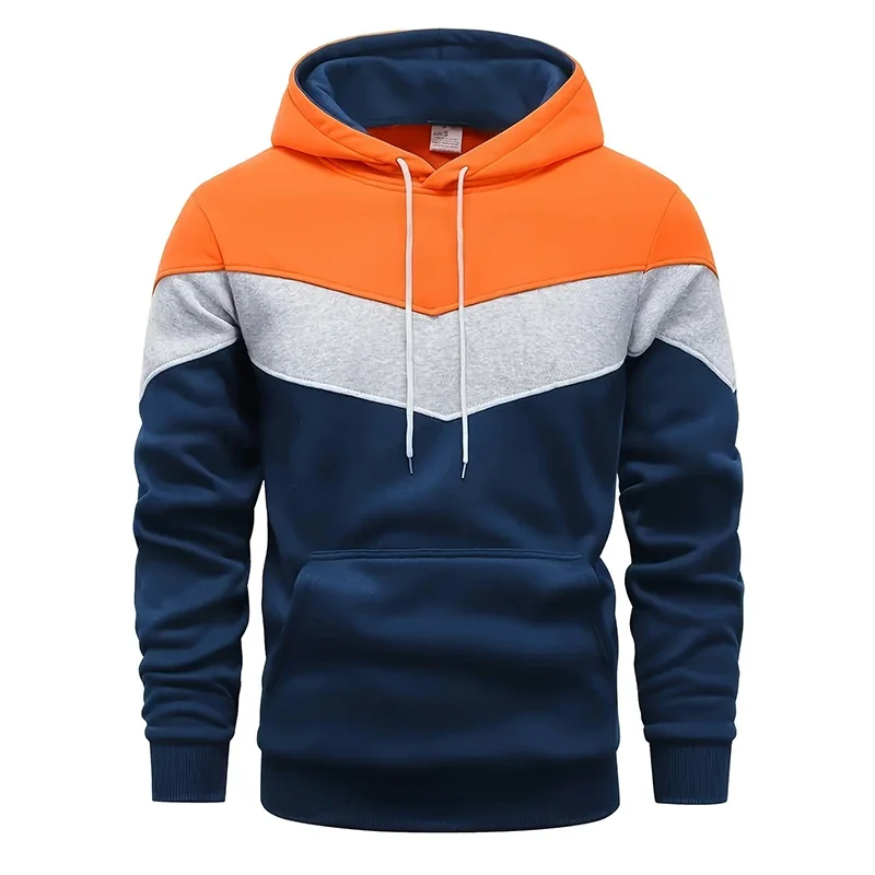 Men's Casual Patchwork Hooded Sweatshirt