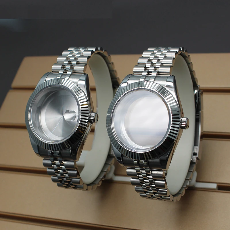 Cajas estriadas para reloj de 40mm y 36mm, piezas de correa de