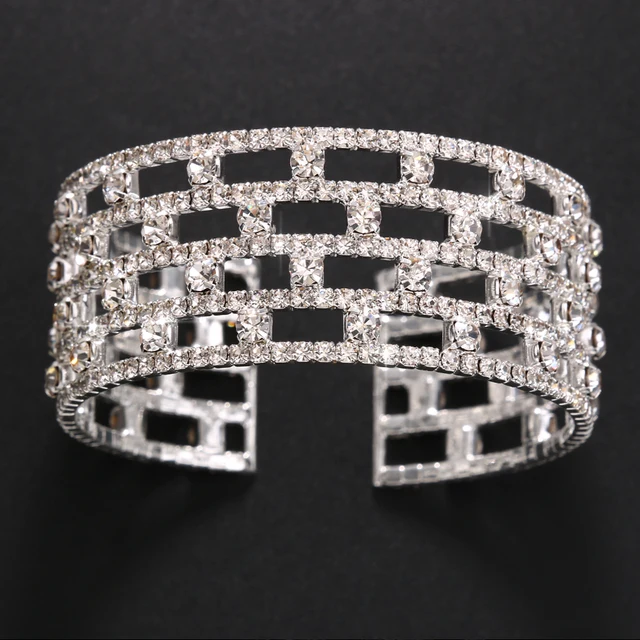 Fashion Crystal Bangle Bracelet for Women Hand Jewelry Bridal Bracelets for Wedding Elegant 2022 Trending Rhinestone Jewellery 2