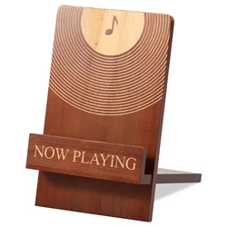 Vinyl Record Display Stand | Vintage Wood Decorative Holder (Brown)