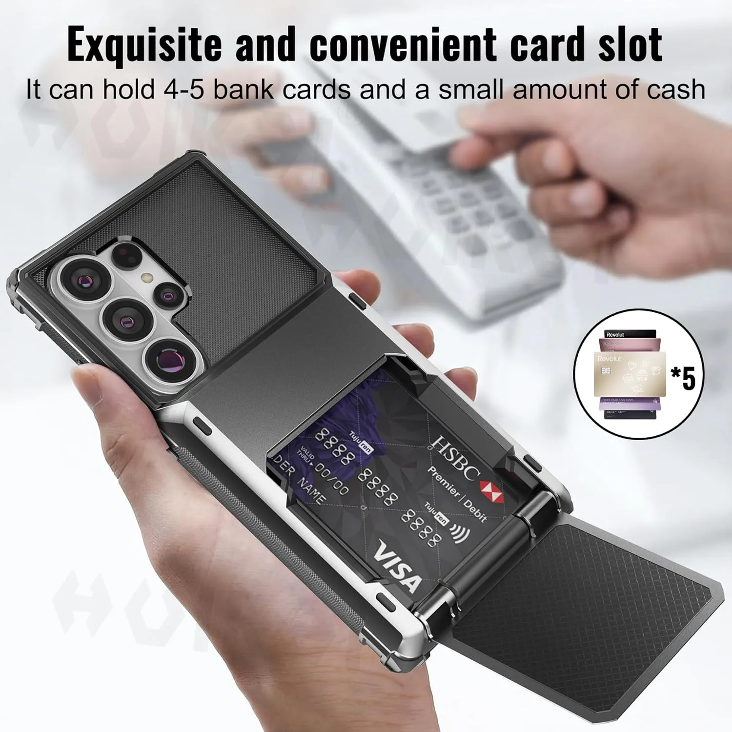 Shockproof Wallet Case with Credit Card Holder and Heavy Duty Protection