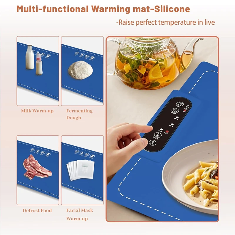 Food Warming Mat Adjustable Food Heating Pad Collapsible Silicone Hot Plate for Breakfast Defrosted food warmer plate