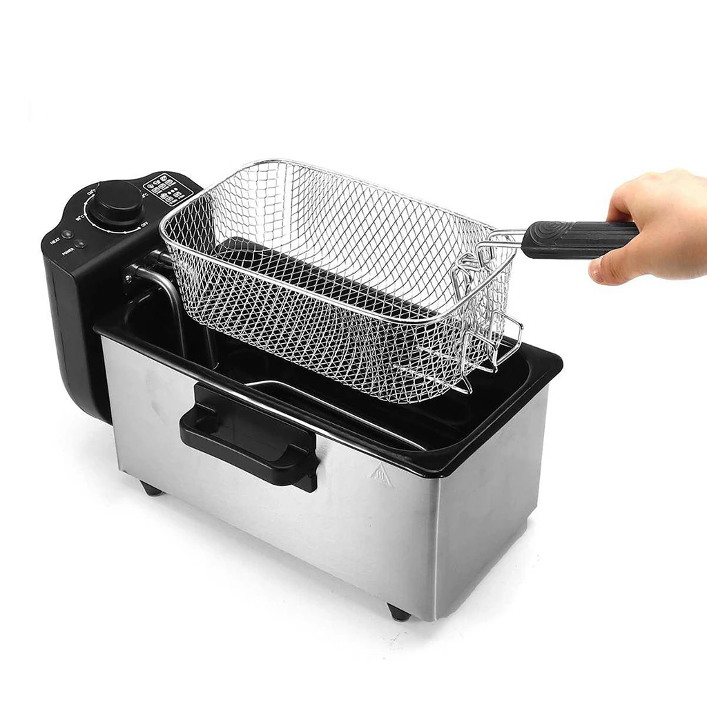2000 Watt Stainless Steel Triple Basket Electric Deep Fryer, Household commercial fryer machine, fried skewers, European regulation, deep fryer