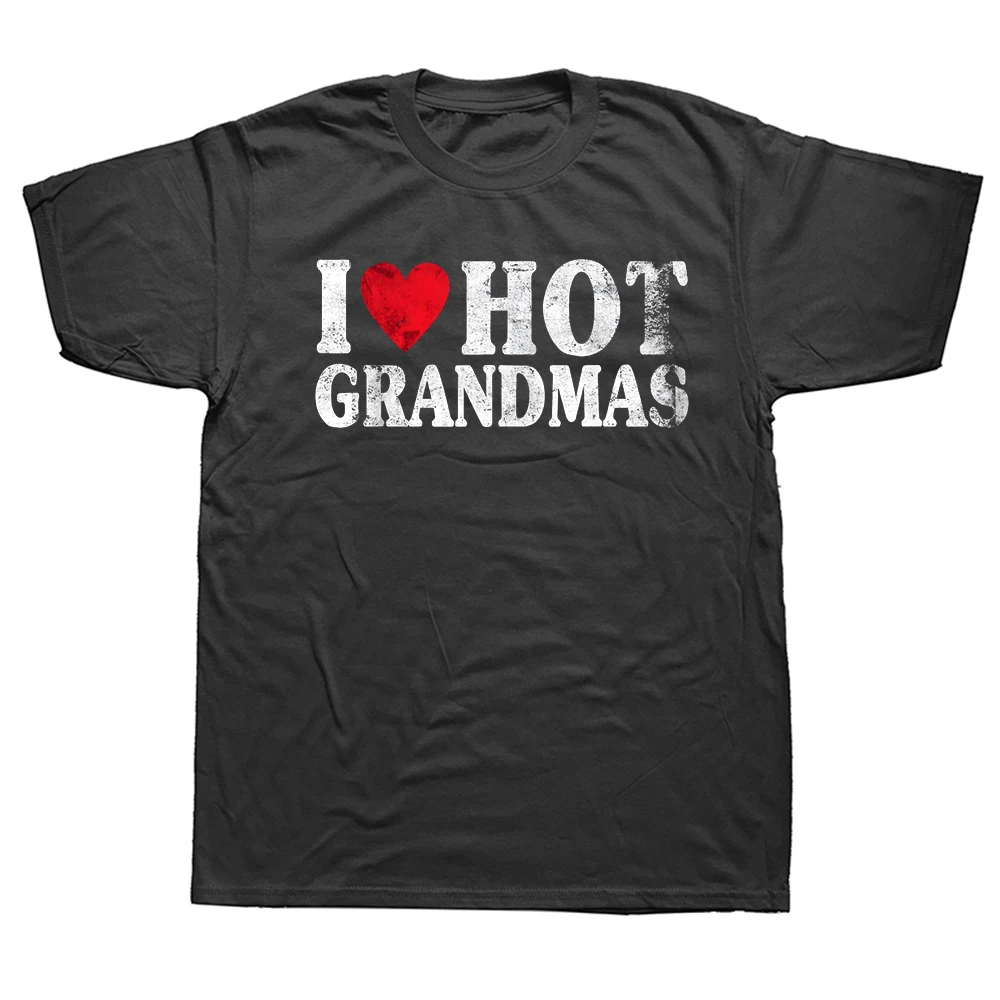 Lustiges Vintage-T-Shirt mit der Aufschrift „I Love Hot Grandmas“, 100% Baumwolle, Herrenmode, bedrucktes T-Shirt, locker geschnitten, Oversized, Streetwear, Hip-Hop, Unisex-T-Shirt