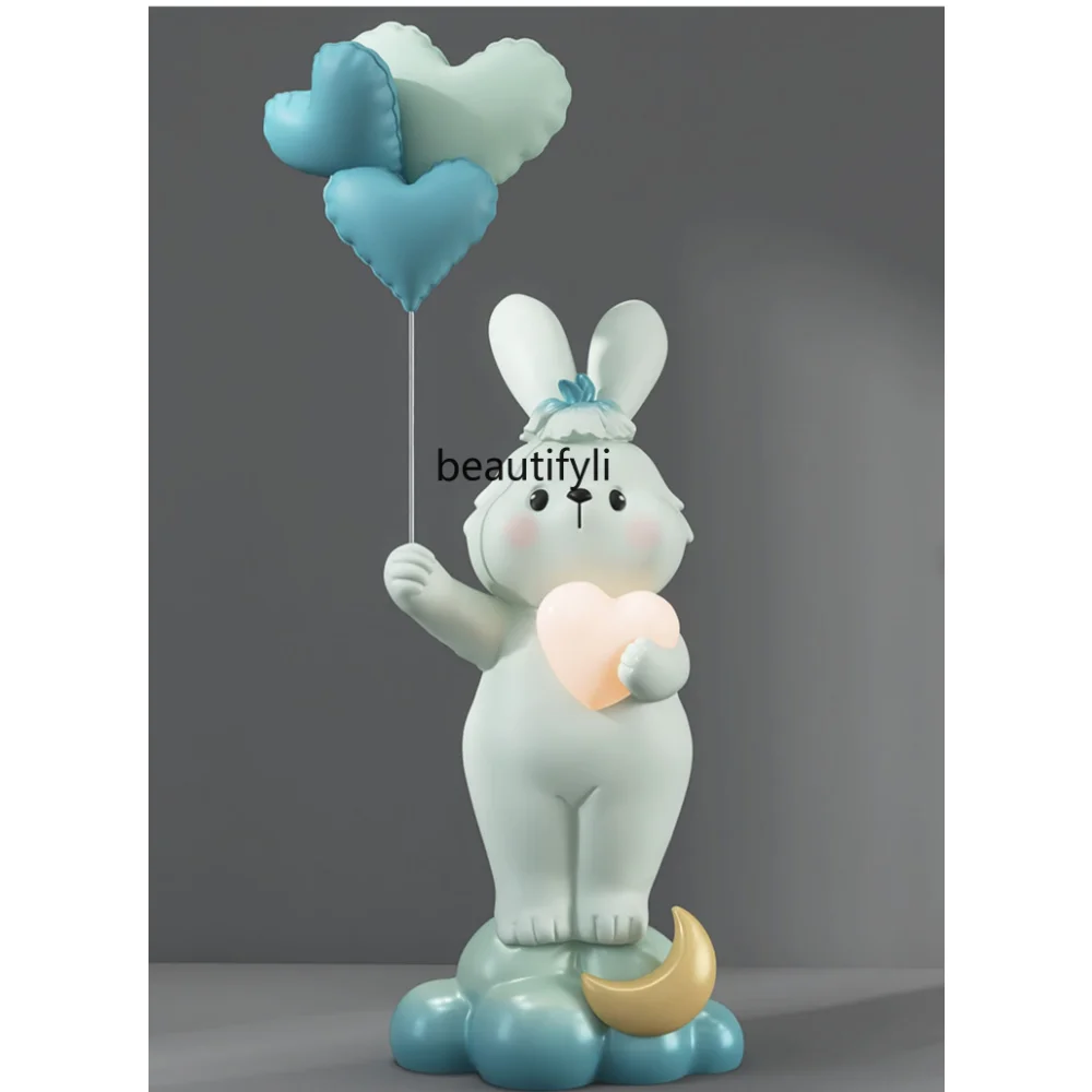 

yj Healing Rabbit Floor Ornaments Large Home Decorations Light