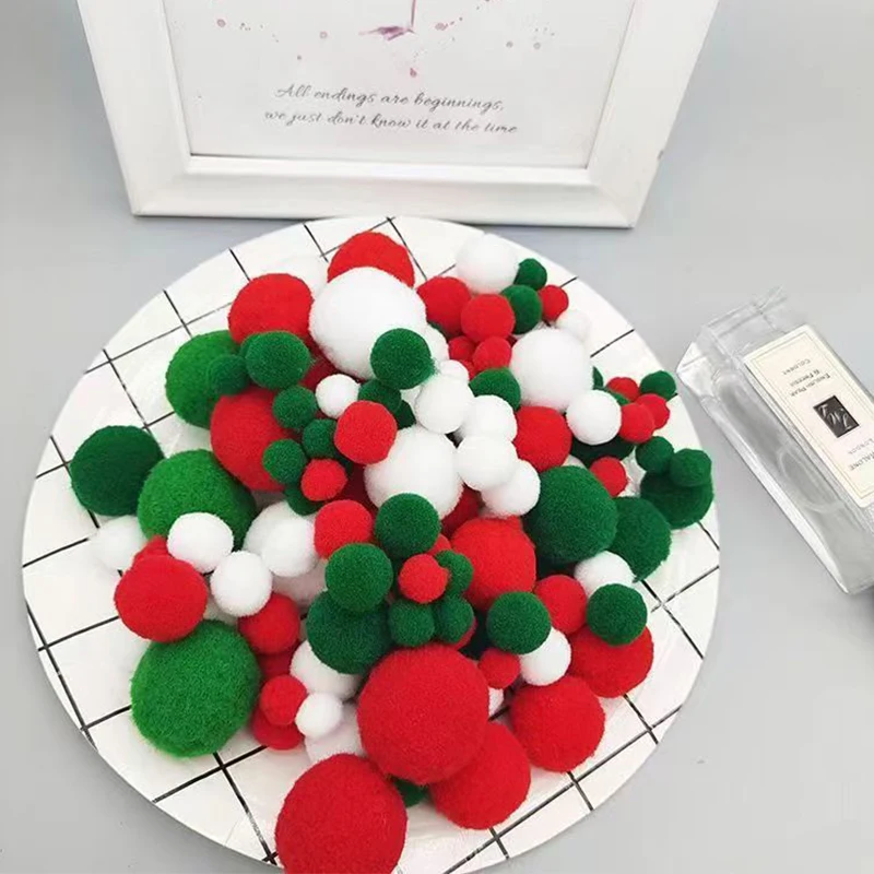 Mixed Fluffy Pompoms Christmas Color Series Diy Hand-sewn Craft Children's Toys