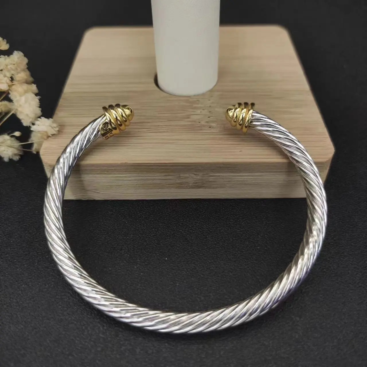 

5MM Round Head Color Separation Bracelet Buckle in Sterling Silver with 18K Rose Gold PLATED