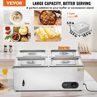 110V 4-Pan Food Warmer, 1200W Electric Steam Table 15cm/6inch Deep, Professional Stainless Steel Buffet Bain Marie 48 Quart 2
