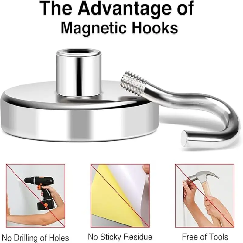 Magnetic Hooks Heavy Duty,Strong Magnet Hooks for Cruise Essentials, Neodymium Earth Magnets with Hook for Hanging 3
