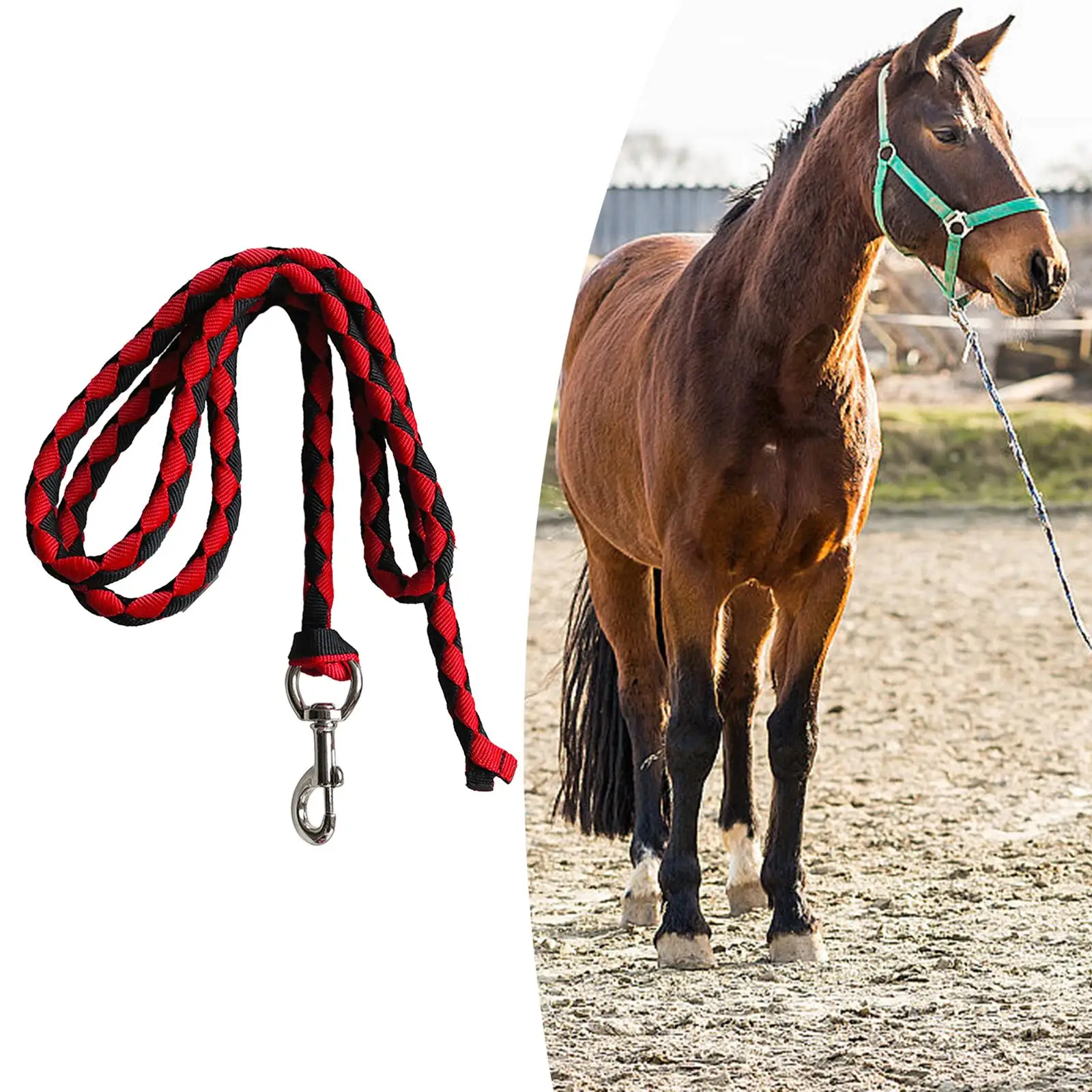 Horse Lead Rope, Braided Horse Rope Attaches to Halter or Harness, Durable