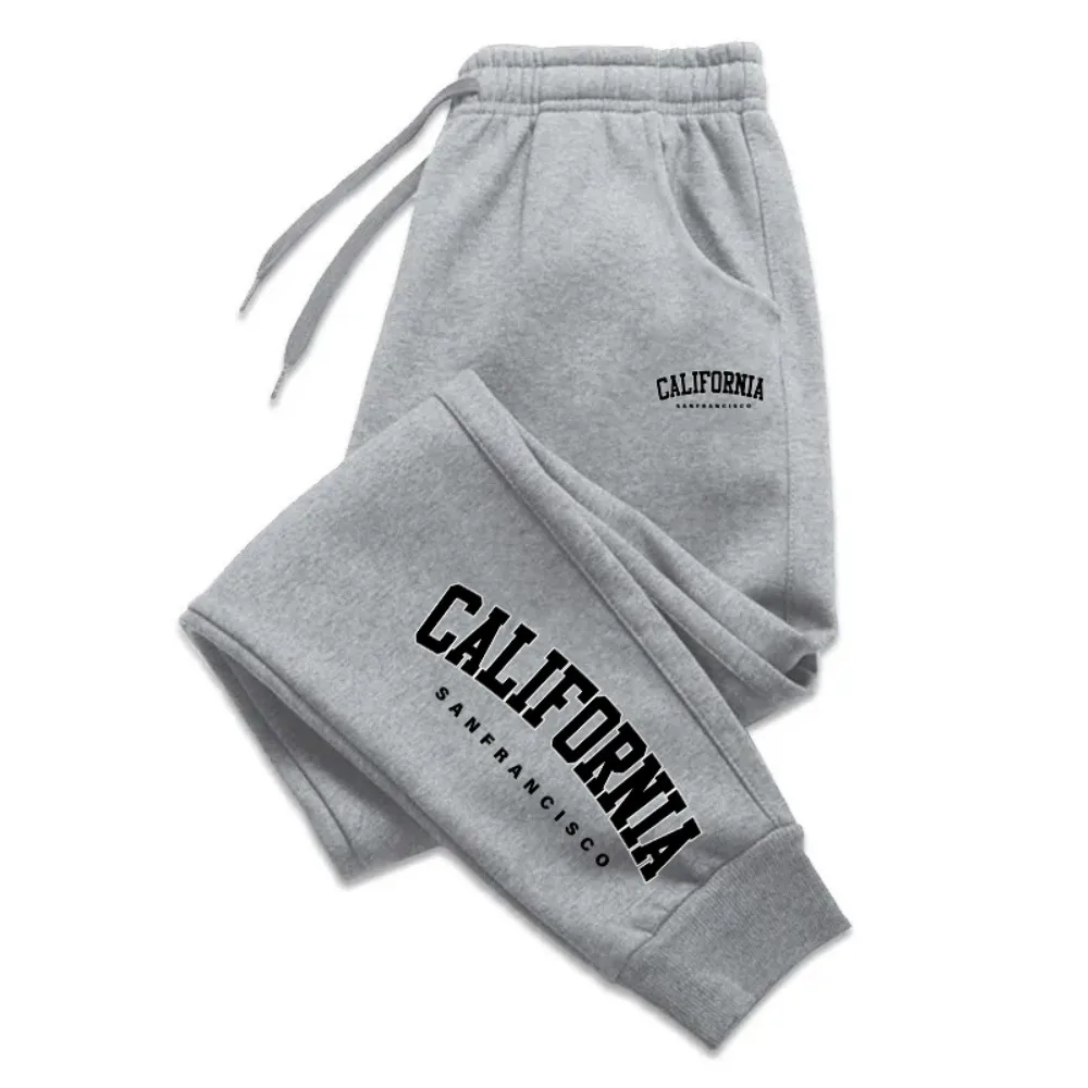 CALIFORNIA Printed Pants for Men Sports Jogging Sweatpants Fashion Fleece Casual Trousers Men's Clothing Drawstring Streetwear 3