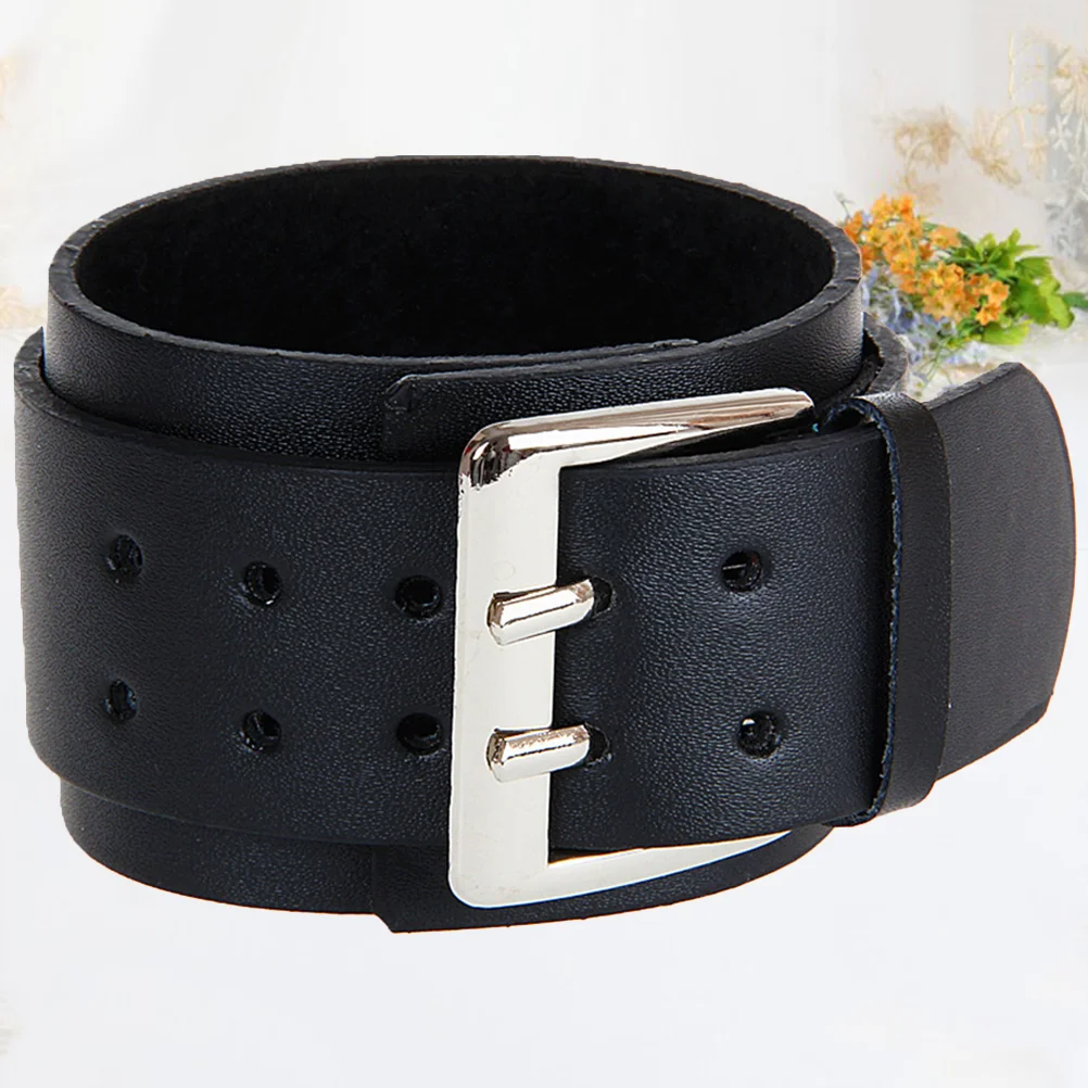 

1pc Double Layers Bracelet With Big Buckle Bracelets For Men Hand Ornament Wristband for Men (Black)