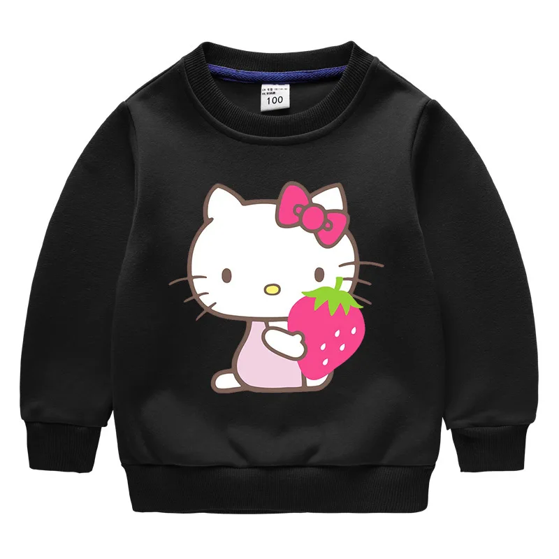 thumbnail image 1 of Hello kitty Otoño Invierno felpa engrosamiento niñas lindas estampado de dibujos animados estilo niños jersey de manga larga niños abrigo Casual Top, 1 of 5