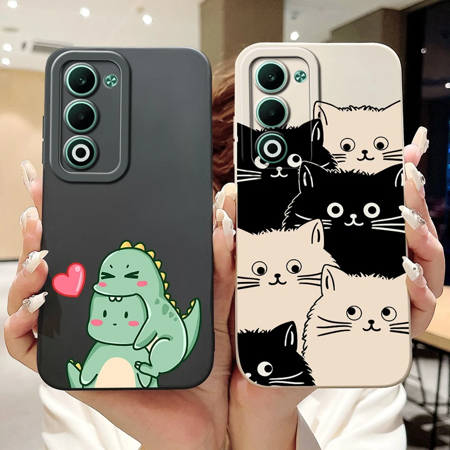 Cute Cat Dinosaur Cartoon Soft Silicone Matte Phone Case