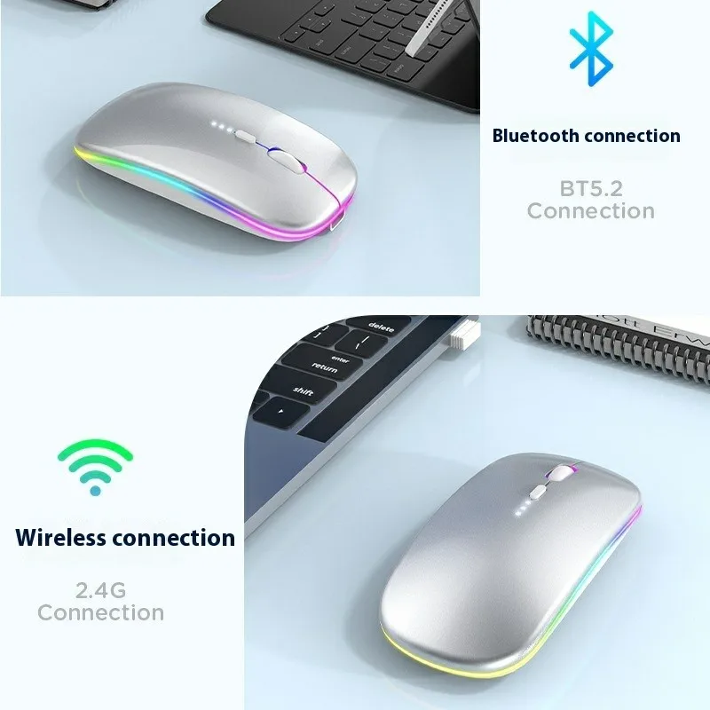 LED Wireless Mouse For Laptop Tablet PC Bluetooth RGB Rechargeable Mouses 2.4G+Bluetooth Silent Mice Backlit Gaming Mouse wireless mouse gaming mouse