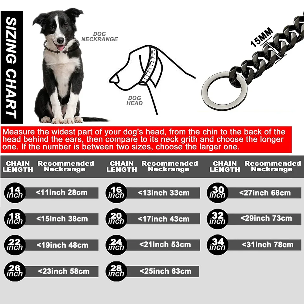 Dog Collar Pet Collar Pet Necklace Gold Chain Dog Collar 15mm Wide Heavy Duty Metal Cuban Link Dog Slip Chain Collar Necklace Fashion Pet Jewelry Accessories